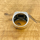 Men's Black Onyx Silver Ring