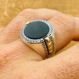 Men's Black Onyx Silver Ring