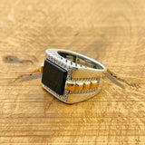 Men's Black Onyx Silver Ring