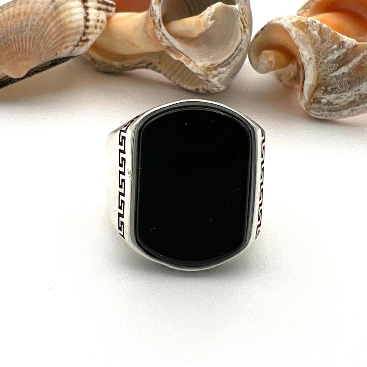 Men's Black Onyx Silver Ring