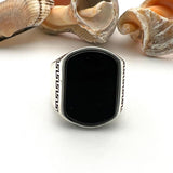 Men's Black Onyx Silver Ring