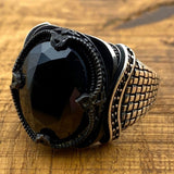 Men's Black Onyx Silver Ring