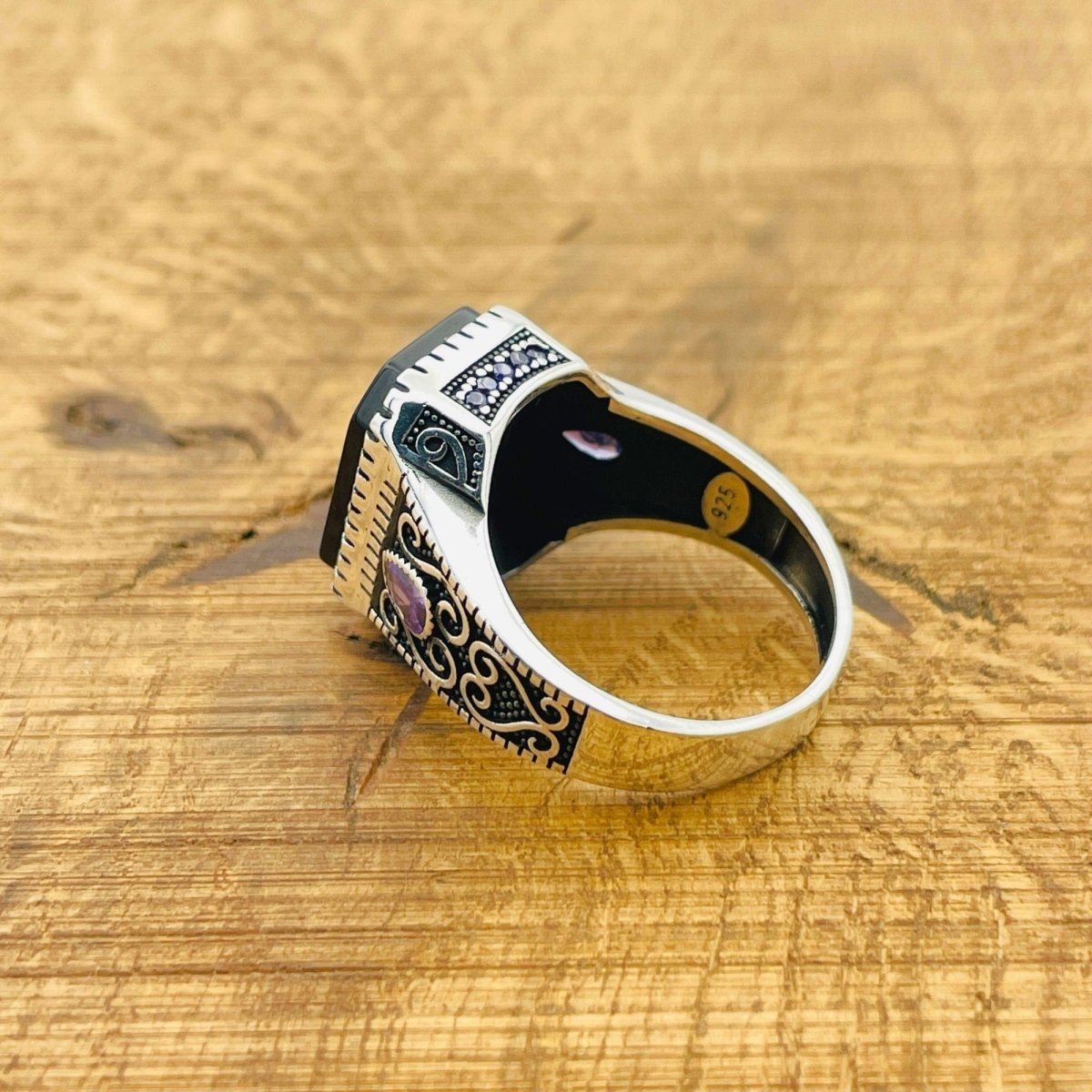 Men's Black Onyx Silver Ring