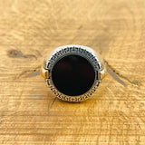 Men's Black Onyx Silver Ring