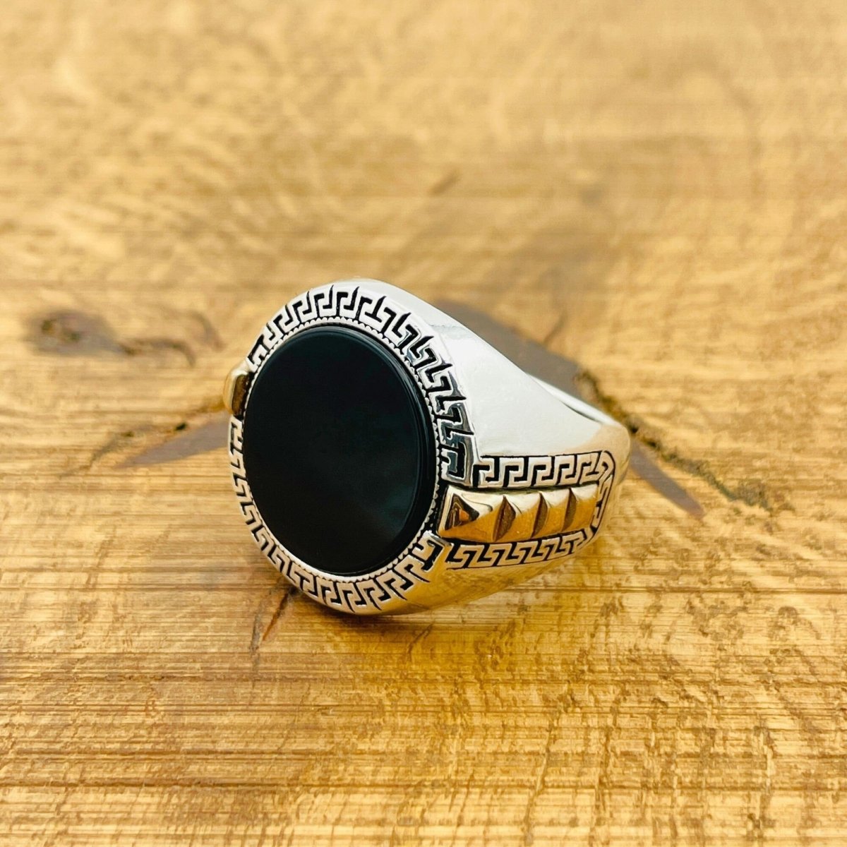 Men's Black Onyx Silver Ring