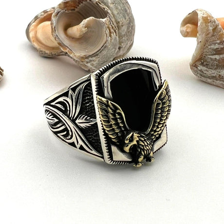 Men's Black Onyx Silver Ring