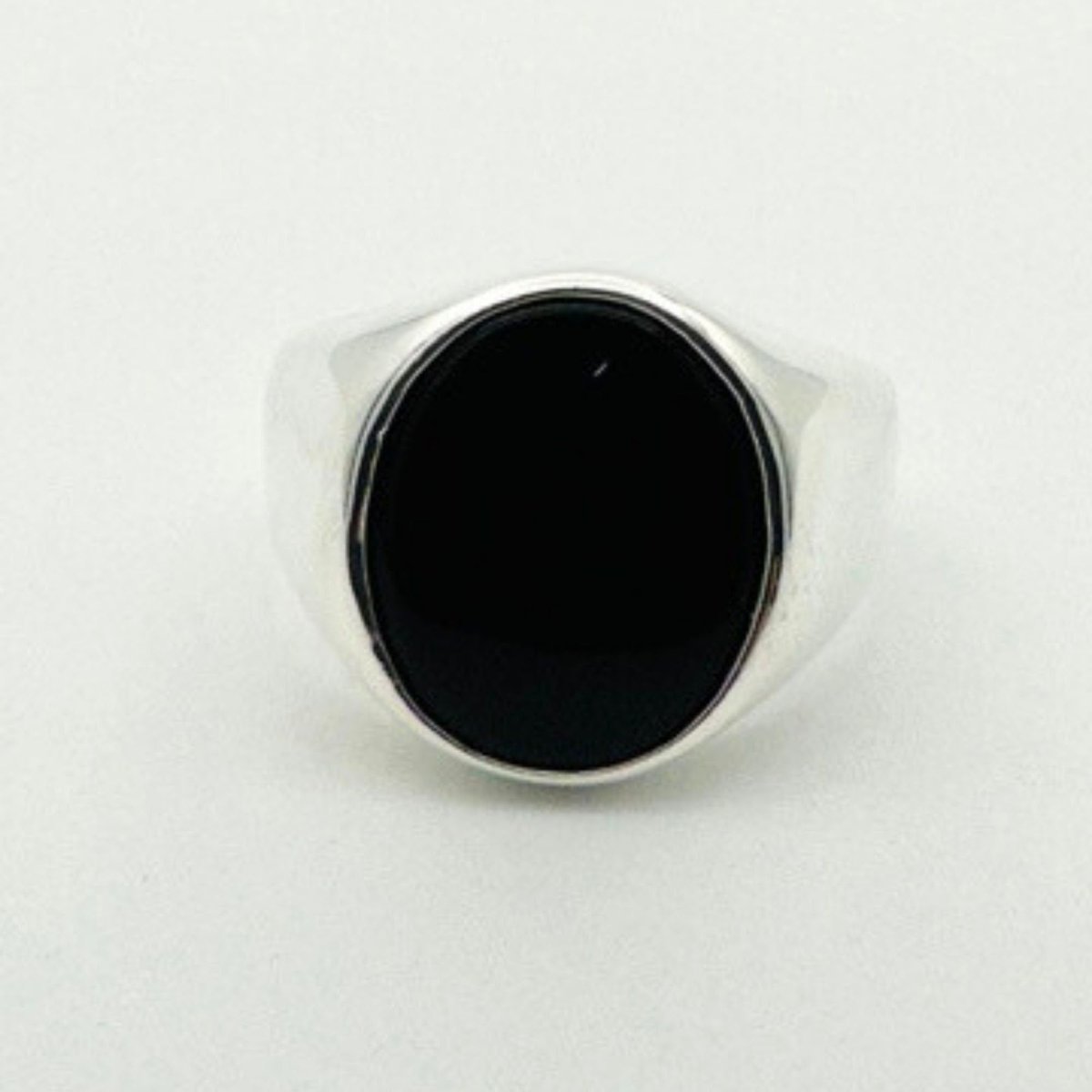 Men's Black Onyx Silver Ring