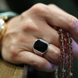 Men's Black Onyx Silver Ring