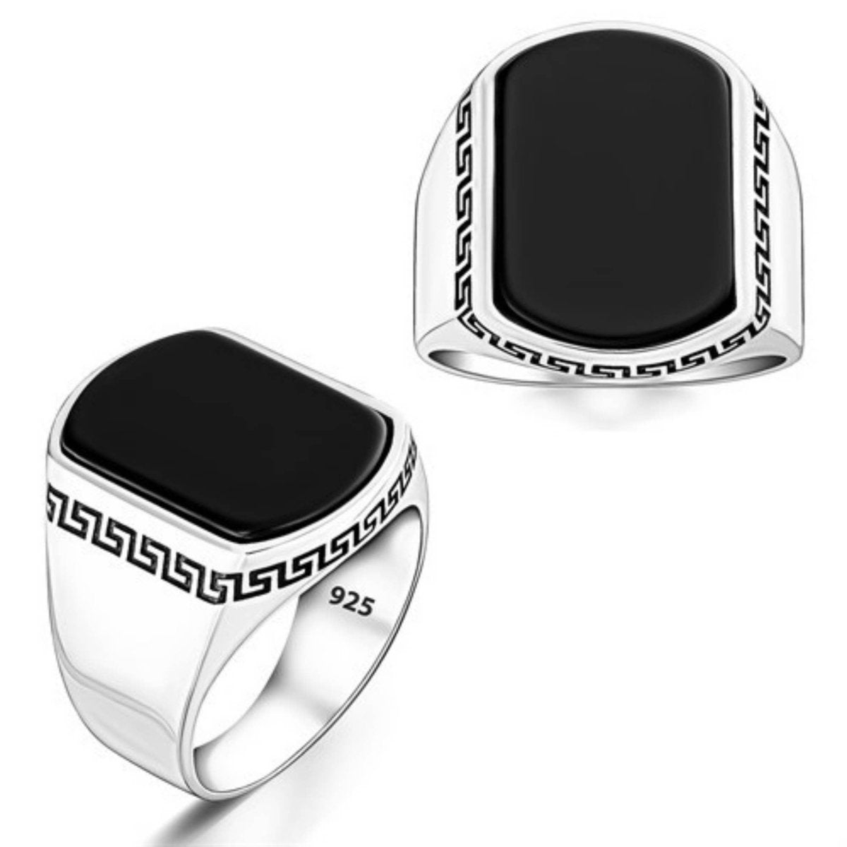 Men's Black Onyx Silver Ring