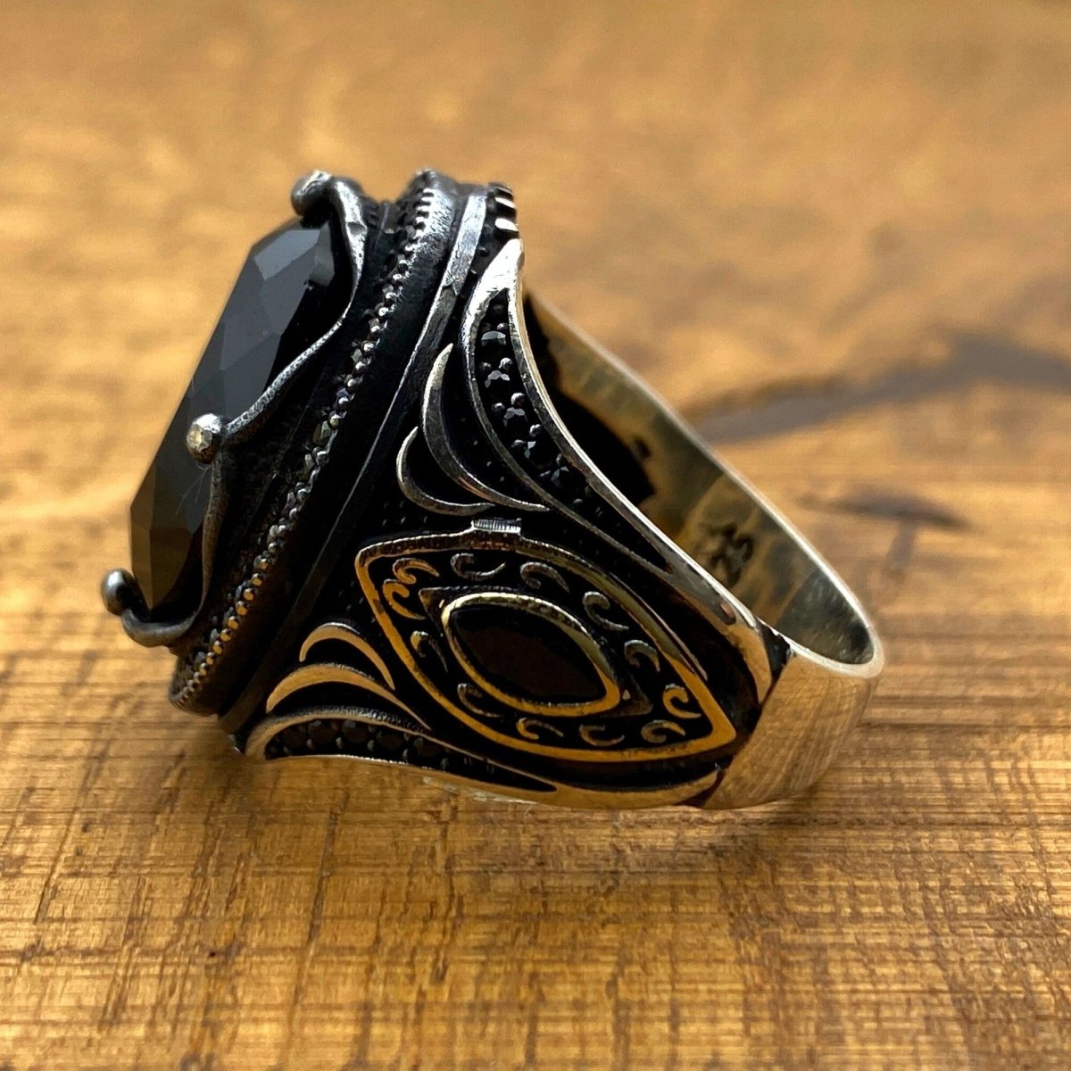 Men's Black Onyx Silver Ring