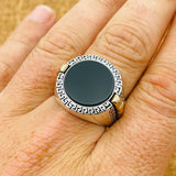 Men's Black Onyx Silver Ring