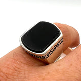 Men's Black Onyx Silver Ring