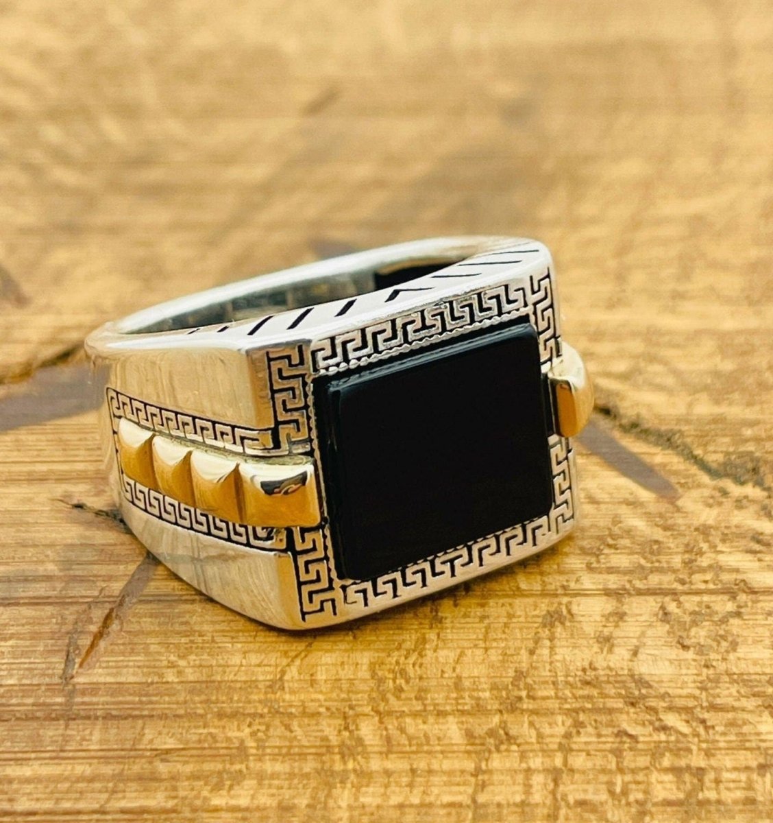 Men's Black Onyx Silver Ring