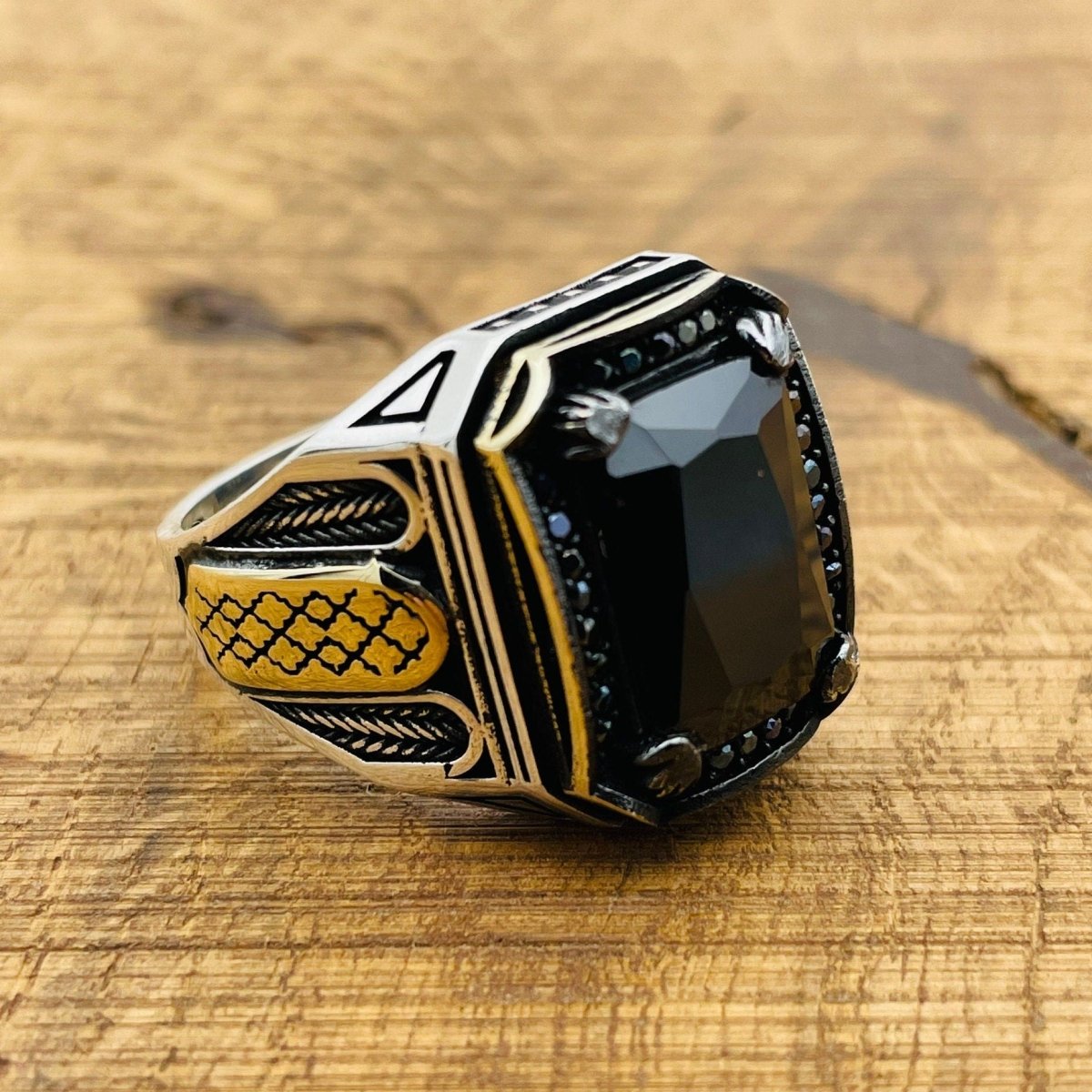 Men's Black Onyx Square Ring