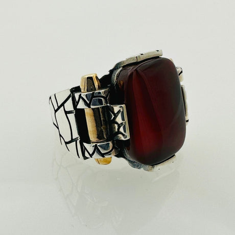 Men's Black Onyx Square Sterling Silver Gemstone Ring