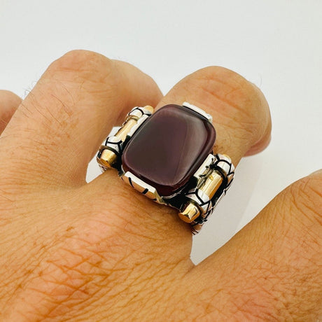 Men's Black Onyx Square Sterling Silver Gemstone Ring