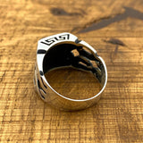 Men's Black Onyx Square Stone Silver Ring