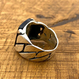 Men's Black Onyx Square Stone Silver Ring