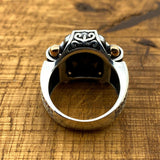 Men's Black Onyx Squared Stone Silver Ring