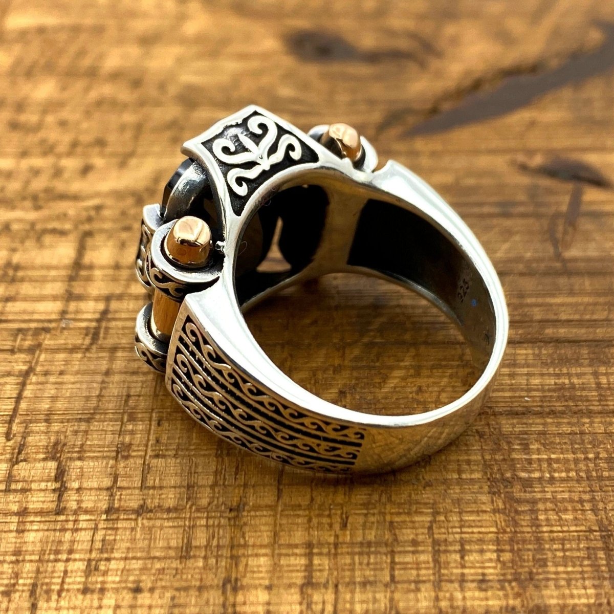 Men's Black Onyx Squared Stone Silver Ring