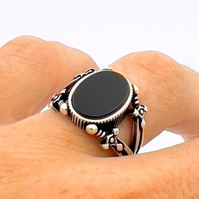 Men's Black Onyx Sterling Silver Ring