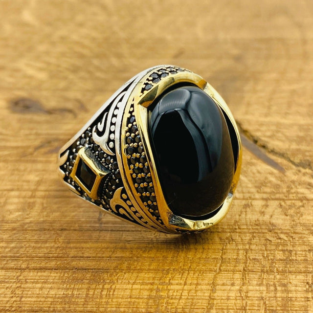 Men's Black Onyx Sterling Silver Ring