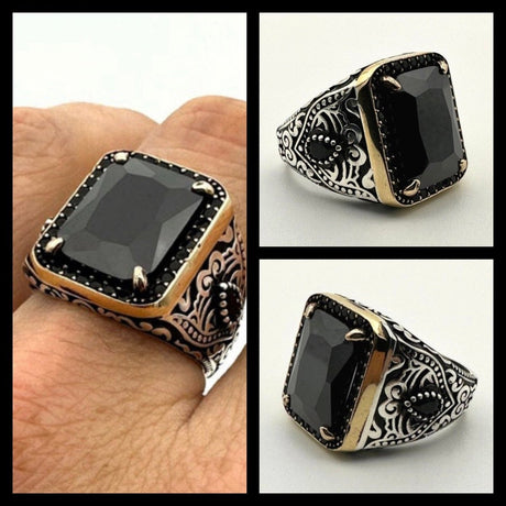 Men's Black Onyx Stone Ring