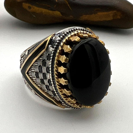 Men's Black Onyx Stone Ring