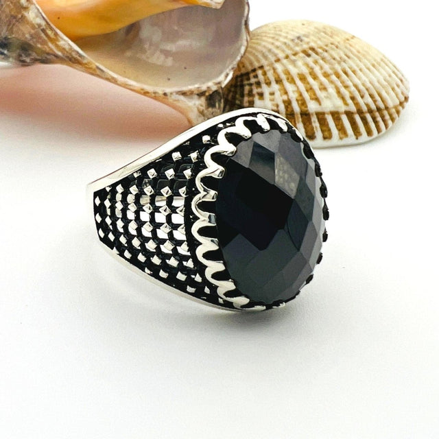 Men's Black Onyx Stone Ring