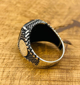 Men's Black Onyx Stone Silver Ring