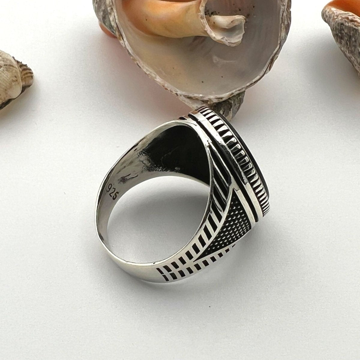 Men's Black Onyx Stone Silver Ring