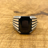 Men's Black Onyx Stone Silver Ring