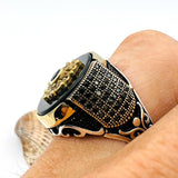 Men's Black Onyx Stone Silver Ring