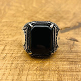 Men's Black Onyx Stone Silver Ring