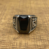 Men's Black Onyx Stone Silver Ring