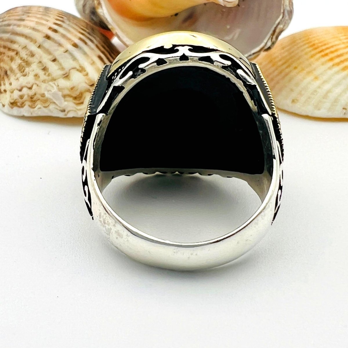 Men's Black Onyx Stone Silver Ring