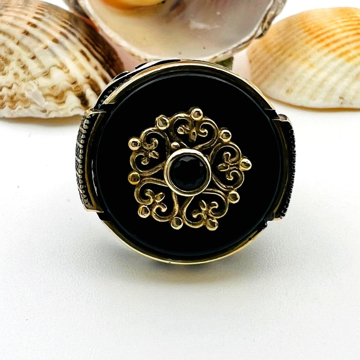 Men's Black Onyx Stone Silver Ring