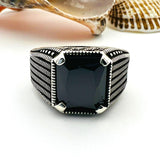 Men's Black Onyx Stone Turkish Silver Ring