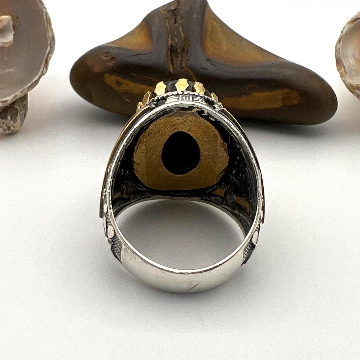 Men's Black Vintage Onyx Silver Ring