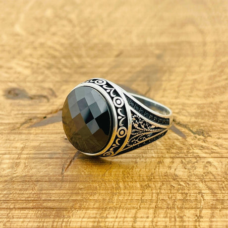 Men's Black Zircon Ring