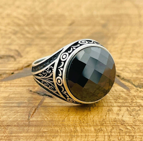 Men's Black Zircon Ring