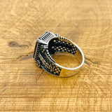 Men's Black Zircon Silver Ring