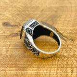 Men's Black Zircon Silver Ring