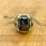 Men's Black Zircon Silver Ring