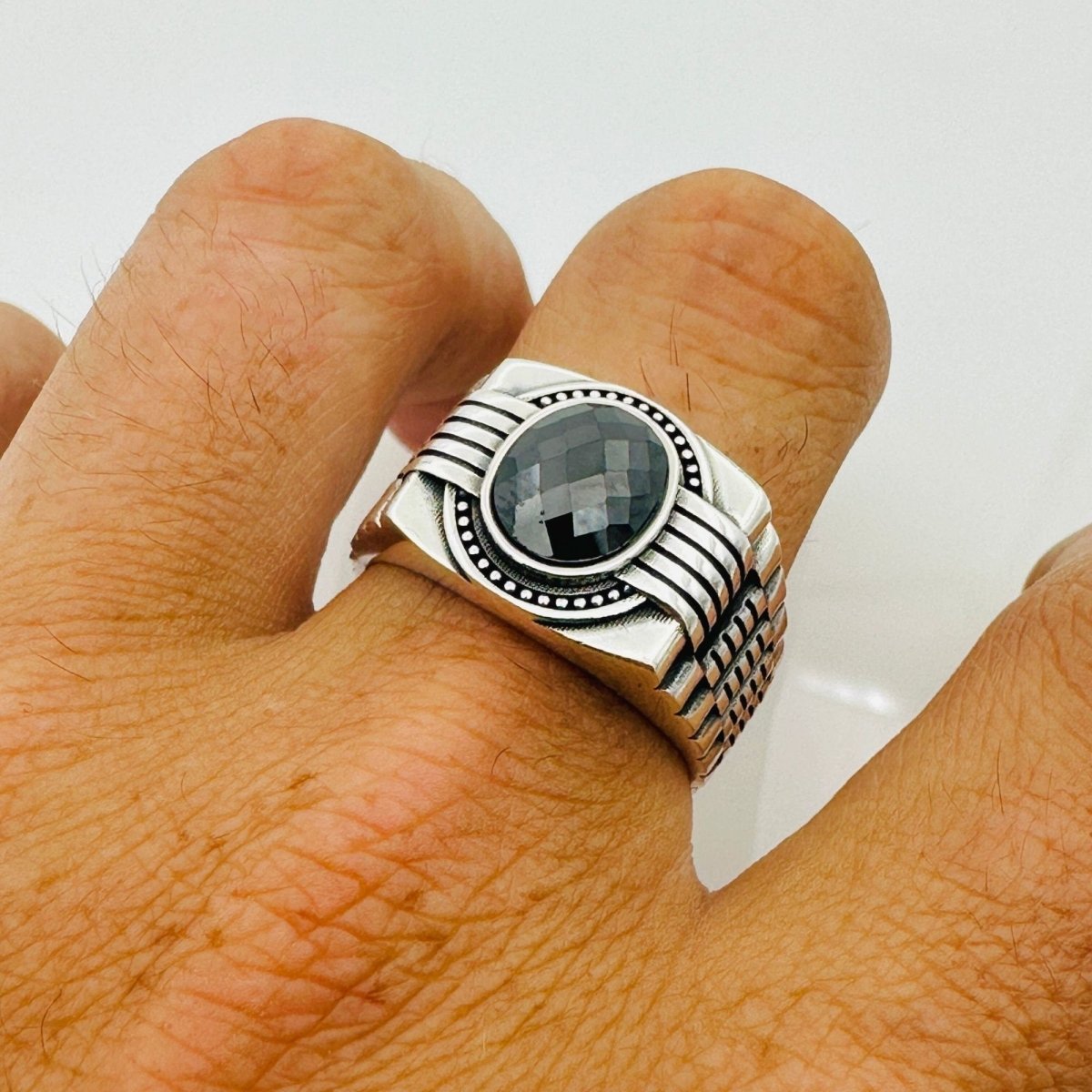 Men's Black Zircon Stone Ring