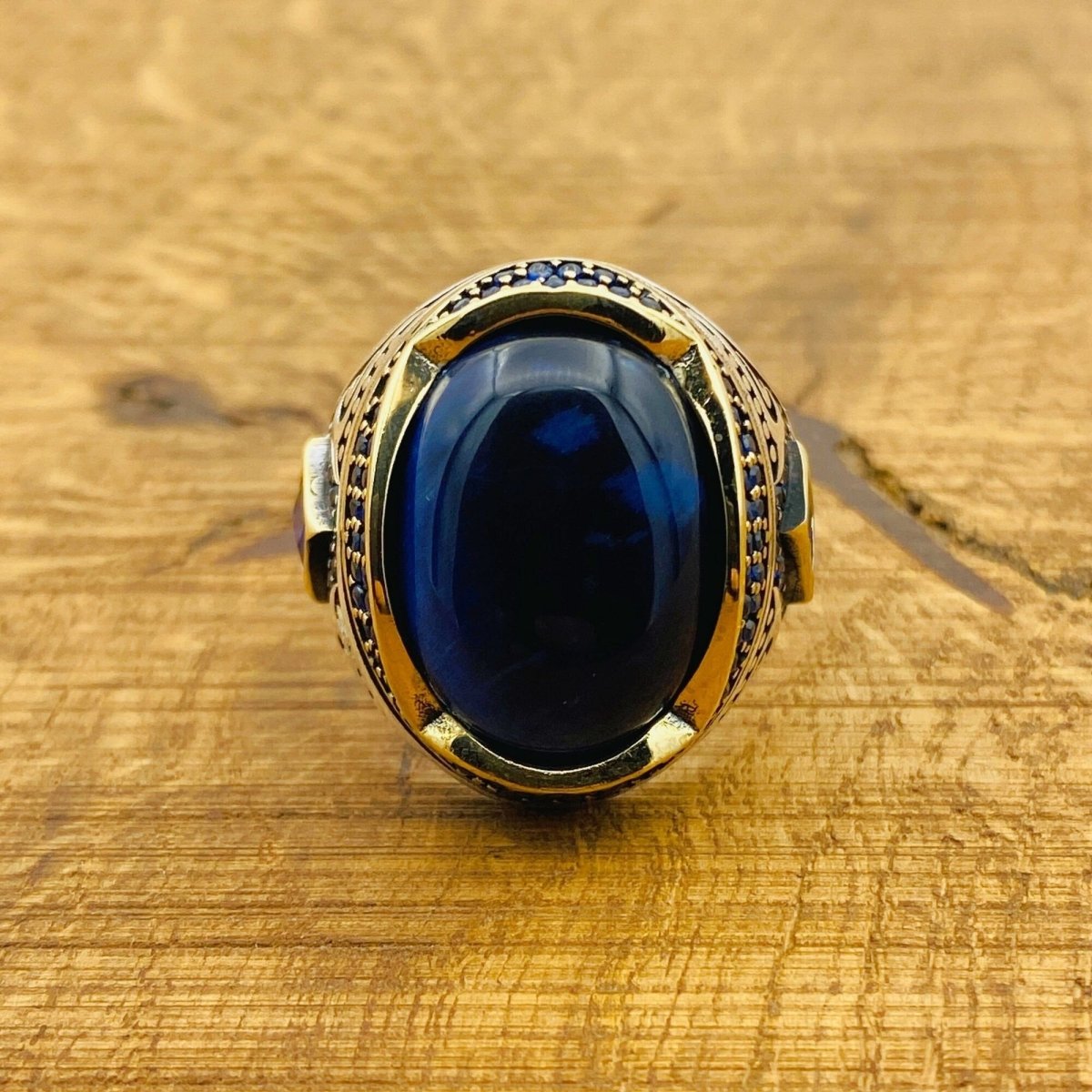 Men's Blue Lapis Lazuli Silver Ring