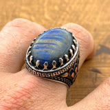 Men's Blue Lapis Lazuli Stone Silver Ring