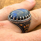 Men's Blue Lapis Lazuli Stone Silver Ring