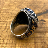 Men's Blue Lapis Lazuli Stone Silver Ring