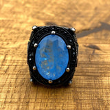 Men's Blue Paraiba Helmet Ring - TryAladdin